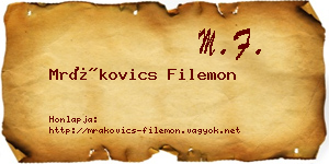 Mrákovics Filemon névjegykártya
